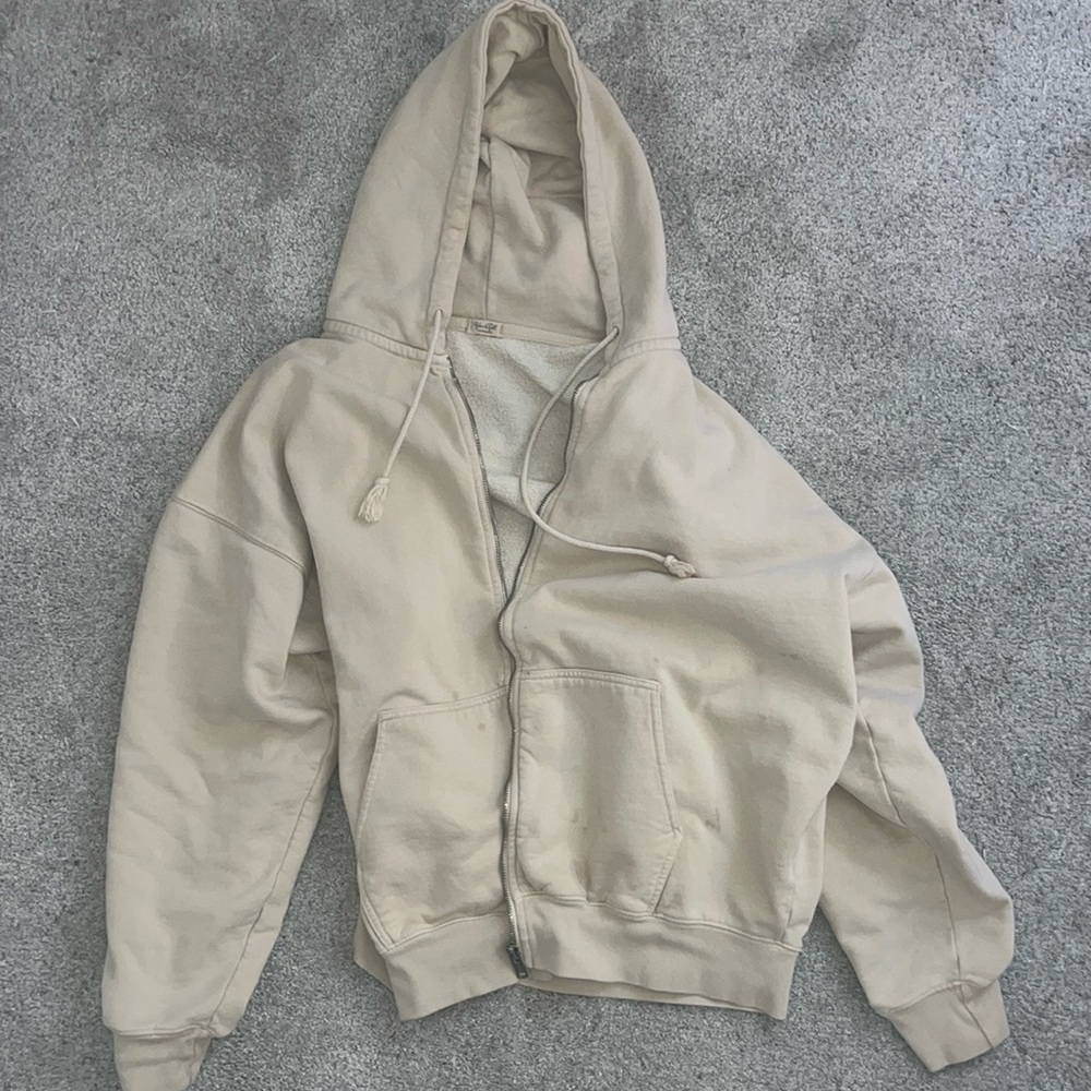brandy Melville zip up sweater cute  cream color